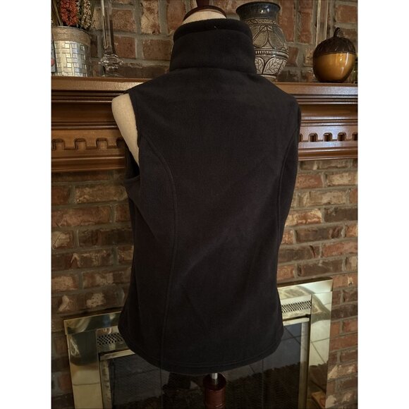 Columbia Black Fleece Vest Size Medium Ladies Zip Pockets - Picture 3 of 6
